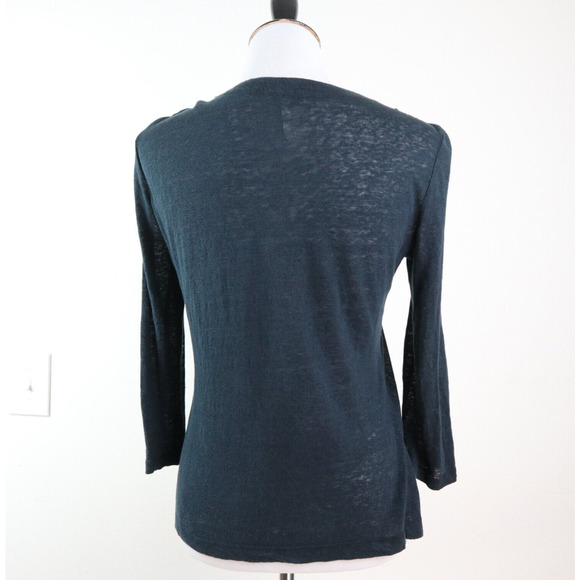 Joie Size S 100% Linen Henley Peasant Blouse Slub Knit Washed Black - Picture 4 of 9